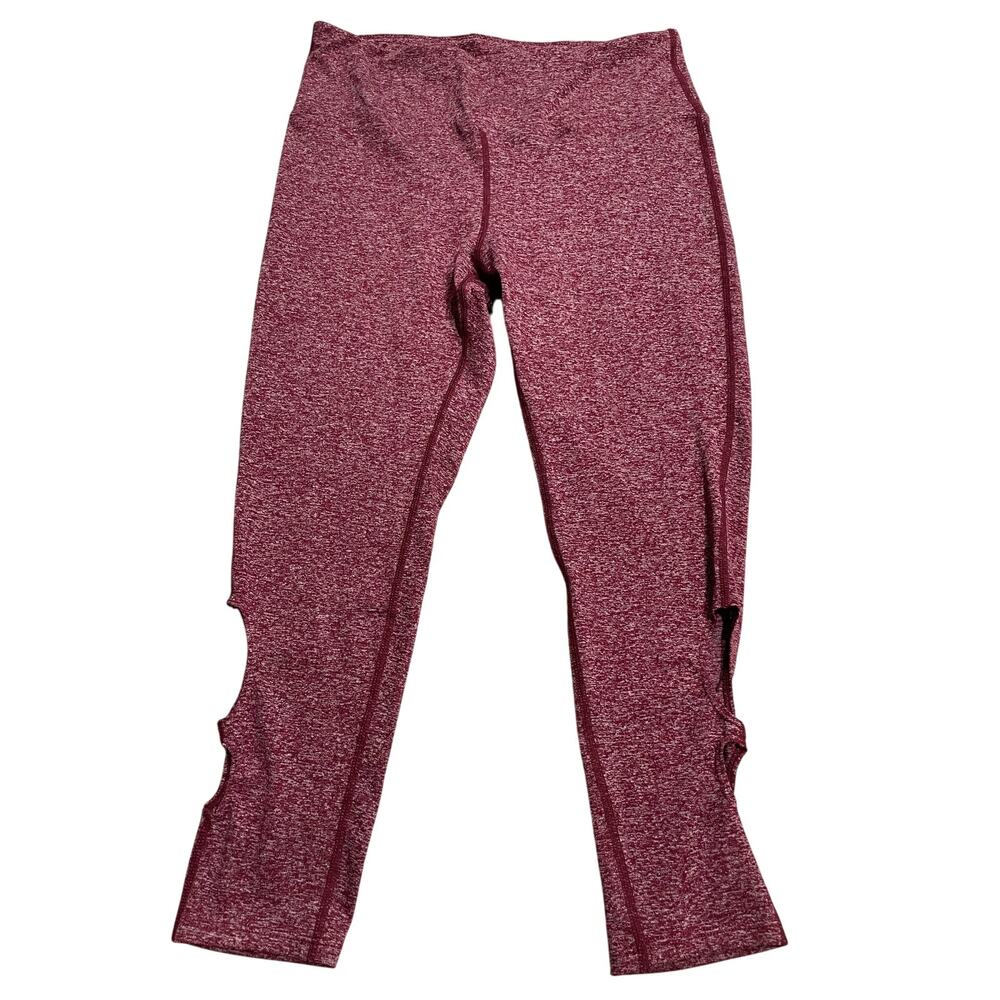 NWT Letaotao Cutout High Rise Yoga Leggings Women's Size Large Maroon Space Dye